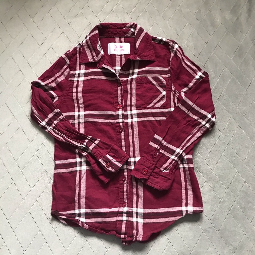 Justice Maroon Plaid Shirt